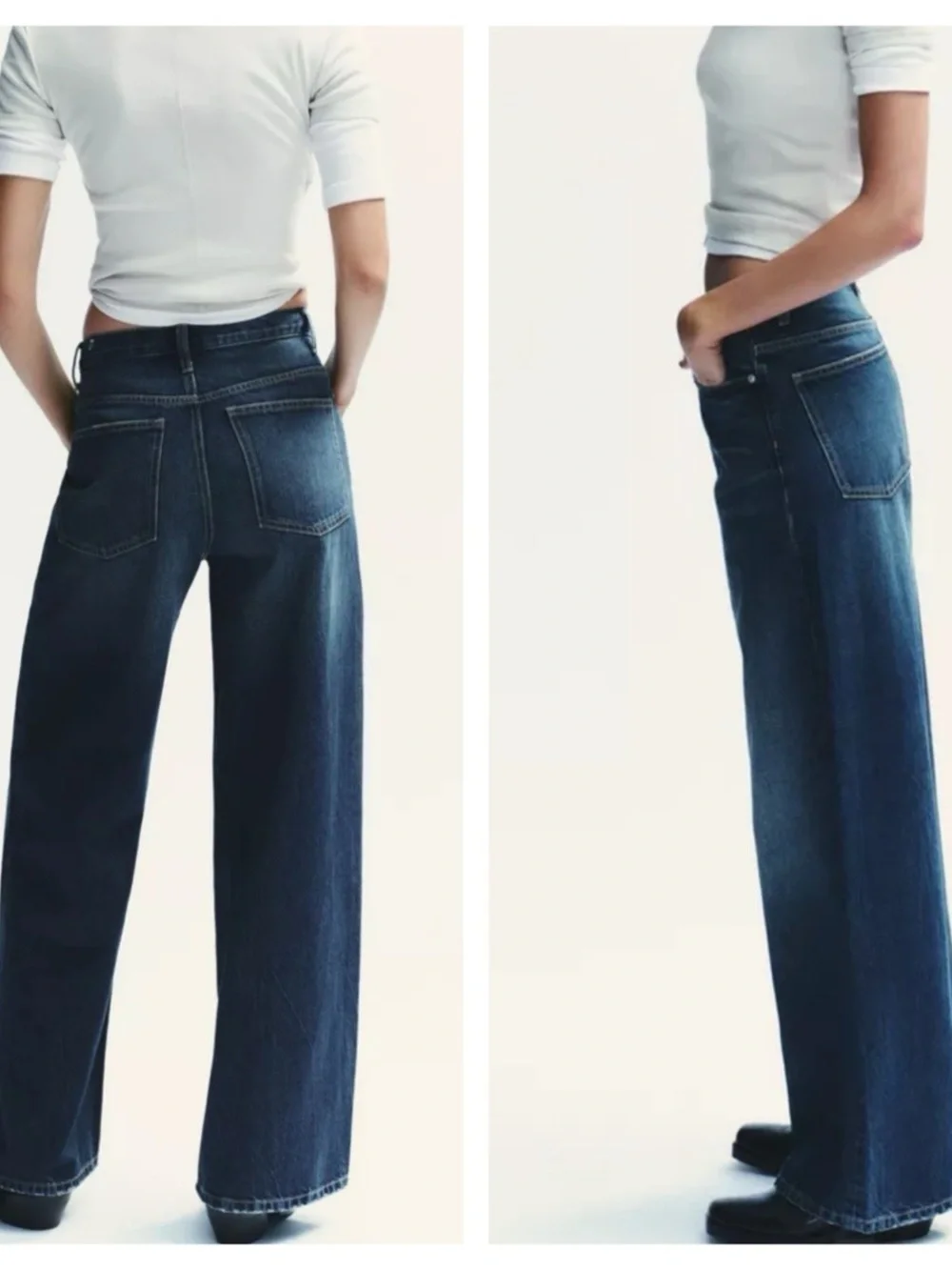 Zara TRF HIGH-WAIST CROSSOVER WAIST WIDE LEG JEANS size US 2